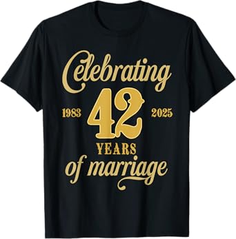 42 Years Of Marriage Est. 1983 2025 42nd Wedding Anniversary T-Shirt