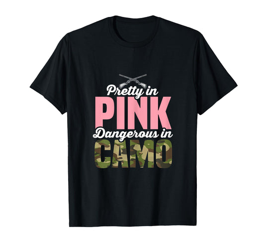 Funny Hunting Lover Pink Camo Graphic Women Hunting T-Shirt