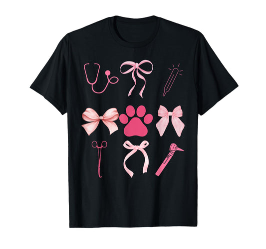 Coquette Bow Veterinary Medicine Vet Tech Technician Vet Med T-Shirt
