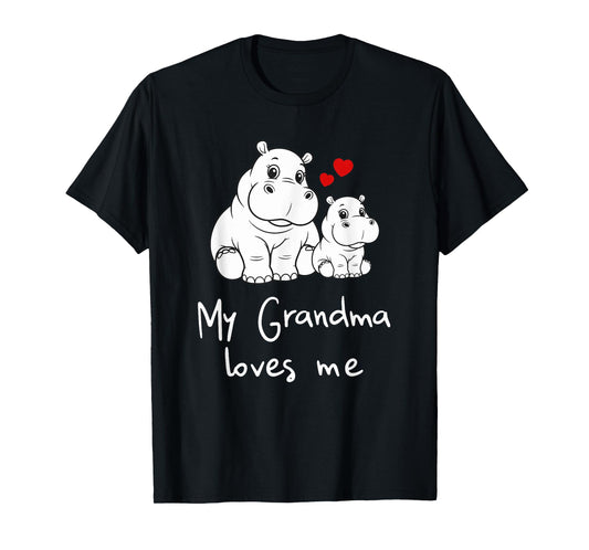 Cute Baby & Grandma My Grandmom Loves Me Hippo T-Shirt