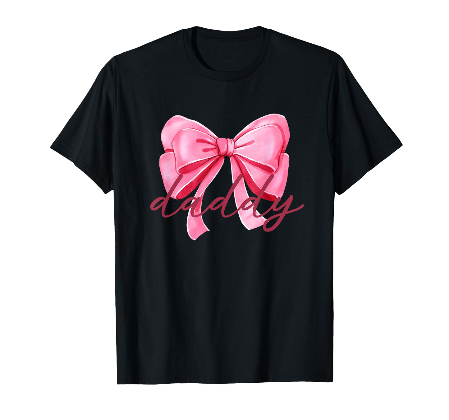 Daddy Pink Bow Birthday Baby Shower Family Pink Ribbon T-Shirt