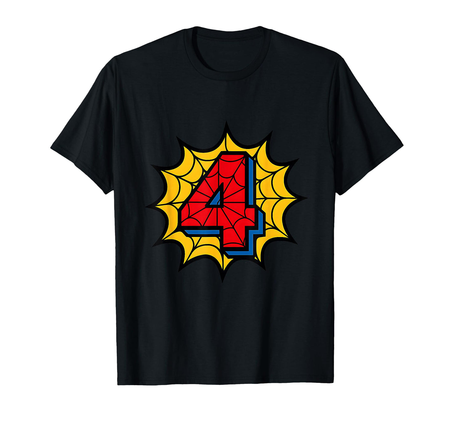 Kids 4th Birthday Spider Theme Party 4 Year Old Boys Youth T-Shirt