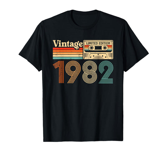 43 Year Old Vintage Born In 1982 43rd Birthday Cassette Tape T-Shirt