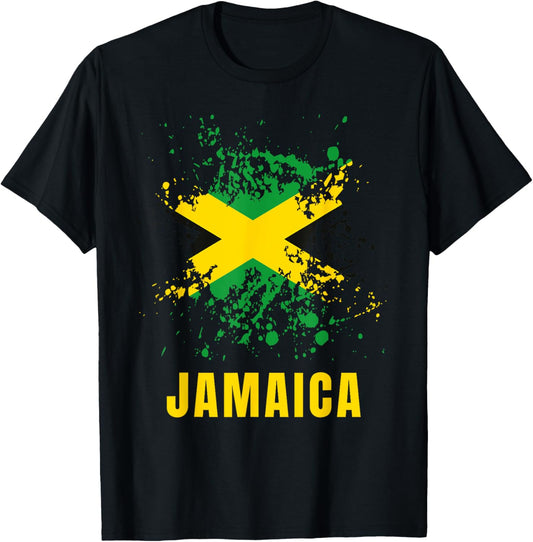 Jamaica Retro Vintage Watercolors Sport Jamaican Flag T-Shirt