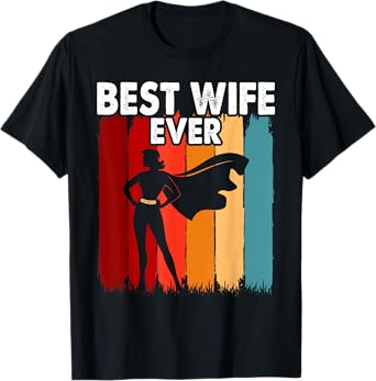 Vintage Best Wife Ever Holiday Superhero Fun Graphic T-Shirt