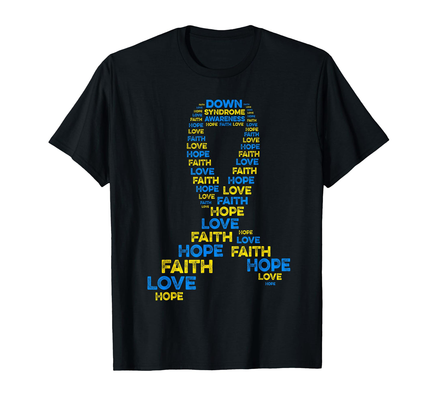 Down Syndrome Awareness Hope Faith Love Teal Ribbon Mom T-Shirt