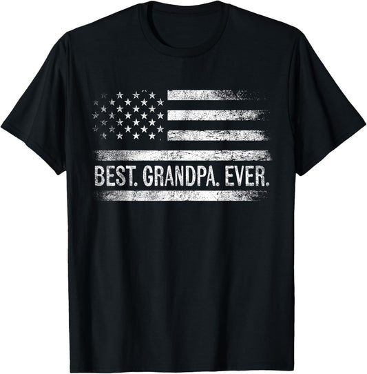 Best Grandpa Ever American Flag Gifts Grandpa Father's Day T-Shirt