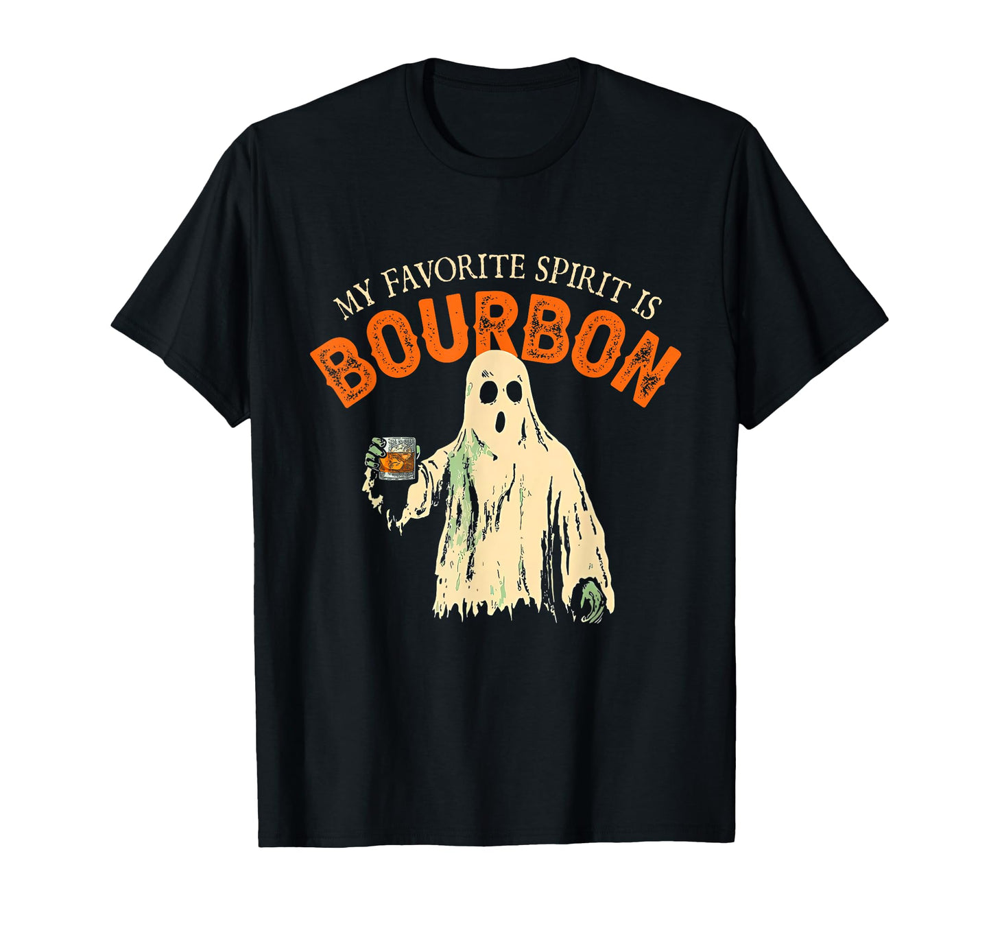 My Favorite Spirit Is Bourbon Funny Ghost Halloween Costume T-Shirt