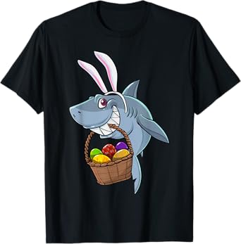 Cute Bunny Shark Easter For Boys Girls T-Shirt