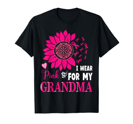 I Wear Pink For My Grandma Breast Cancer Awareness Gifts Tee T-Shirt