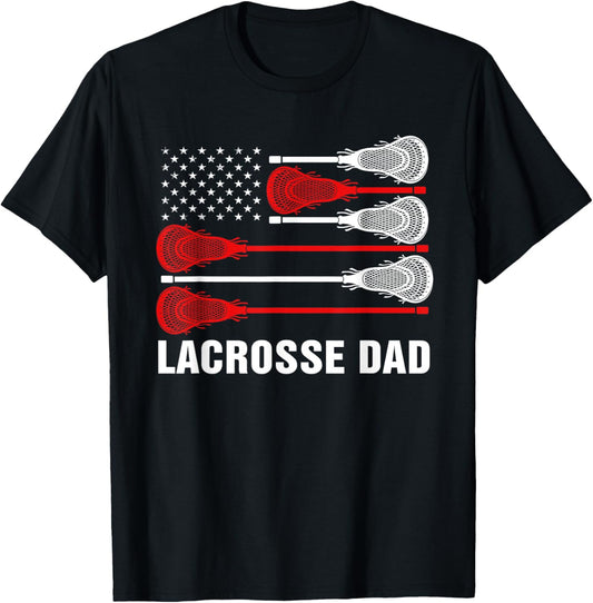 Vintage Lacrosse Dad, Lax Dad USA Flag Patriotic Gift T-Shirt