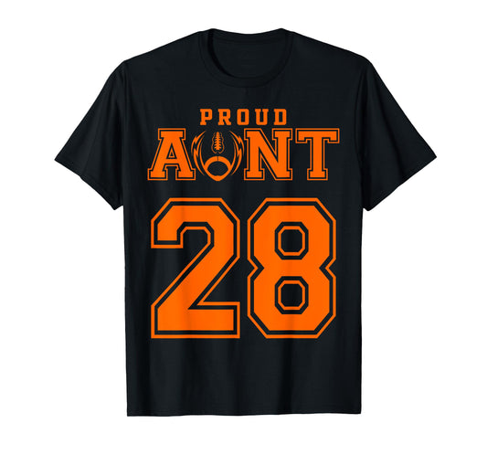 Custom Proud Football Aunt Number 28 OR T-Shirt