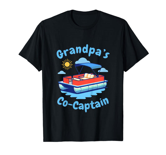 Boating Grandpa's Co-Captain Pontoon Boat Kid Father's Day T-Shirt