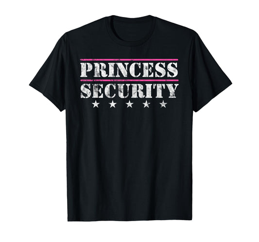 Family Matching Team Girl for Boyfriend Father Princess Security Birthday Party Funny Dad Mom Daughter T-Shirt - Black, Small
