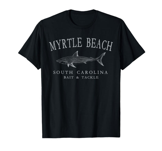 Myrtle Beach South Carolina Vintage Shark Arched Grey T-Shirt