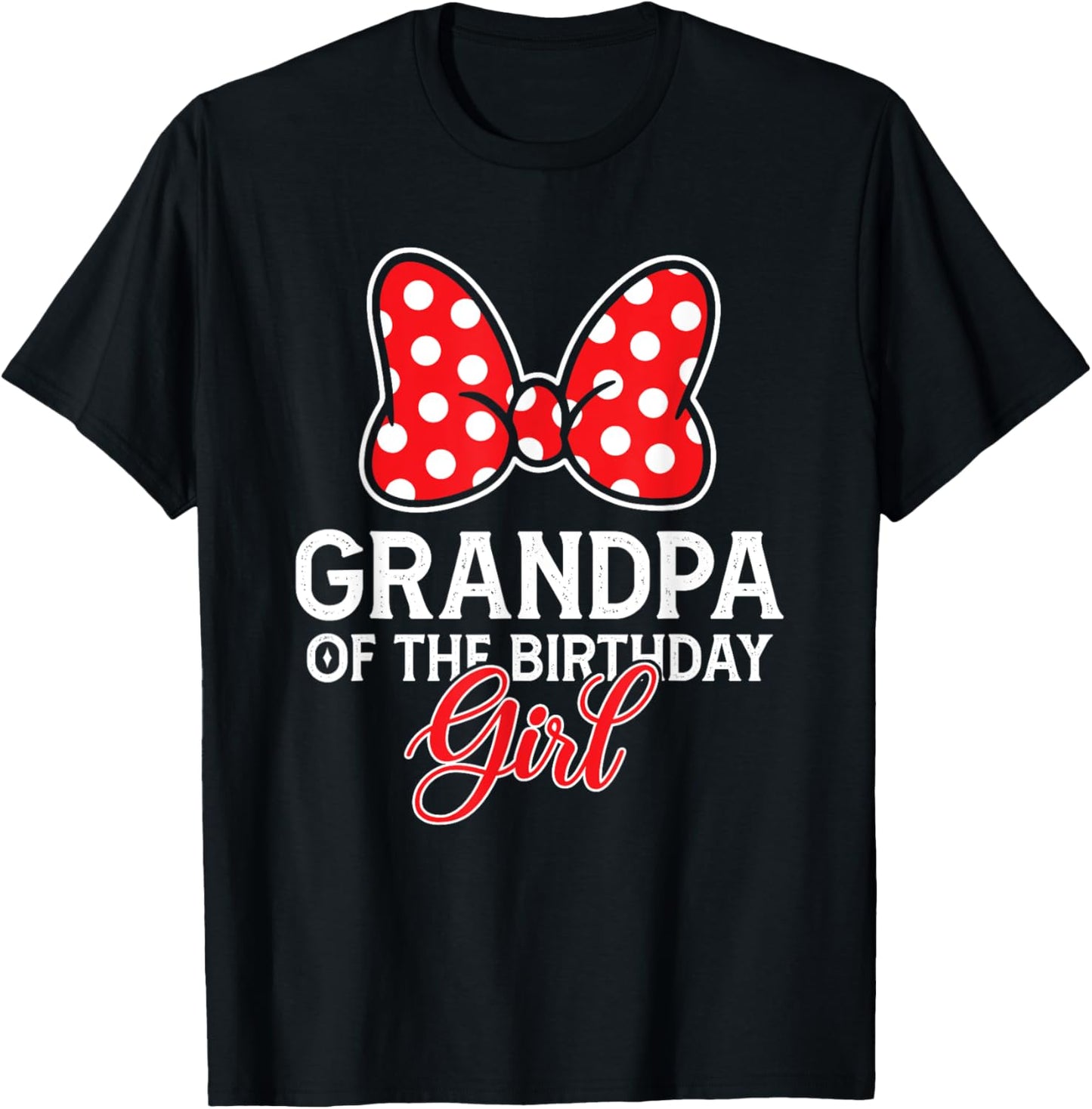 Grandpa Of The Birthday Girl Cute Pink Bow Family Matching T-Shirt