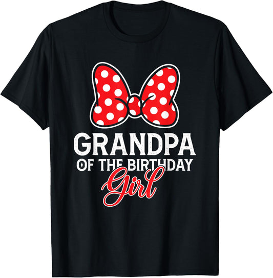 Grandpa Of The Birthday Girl Cute Pink Bow Family Matching T-Shirt
