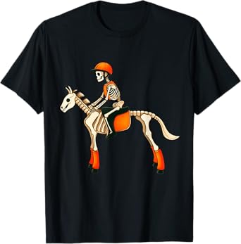Funny Skeleton Horse Riding Halloween Costume Men Women T-Shirt