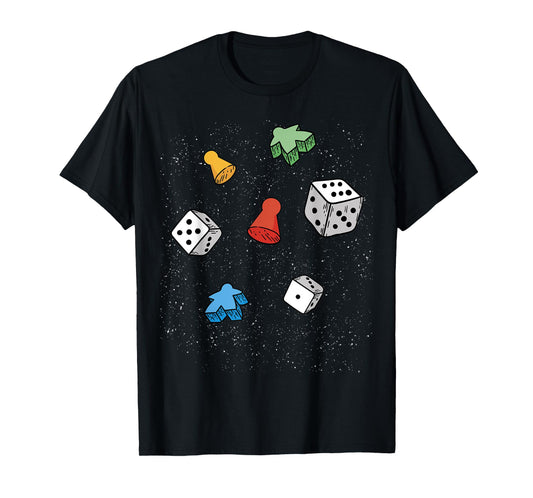 Cool Board Game Pieces on Stars, Dice, Meeple, Pawn Costume T-Shirt