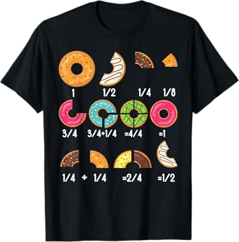 Donut Fraction Math Teachers Back To School Educational T-Shirt