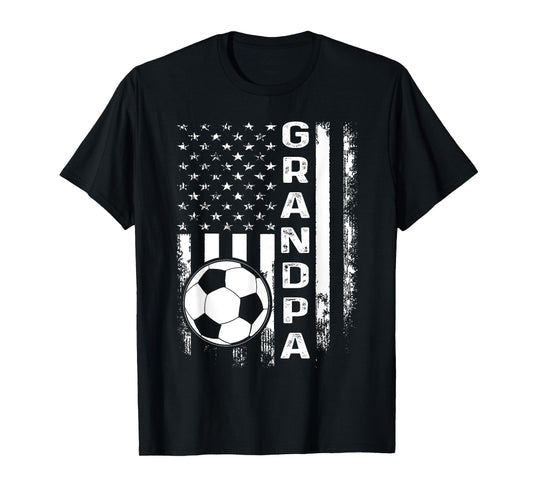Soccer Grandpa American Flag Vintage Christmas Xmas Women Kids Men T-Shirt