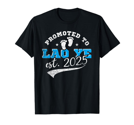 Promoted To Lao Ye Est 2025 Proud New Grandpa Vintage T-Shirt
