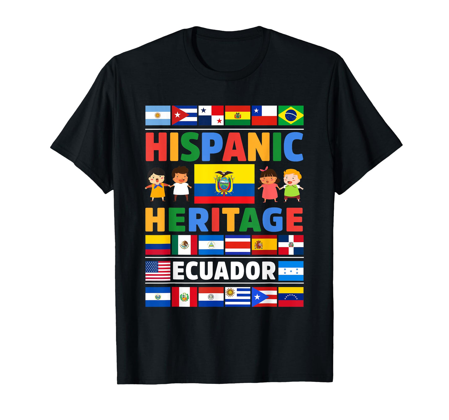 Hispanic Heritage Month Ecuador Flag Latino Kids T-Shirt