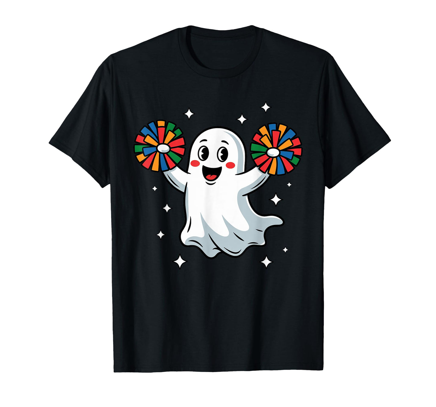 Halloween Boo Ghost Cheerleader Cheerleading Costume Girls T-Shirt