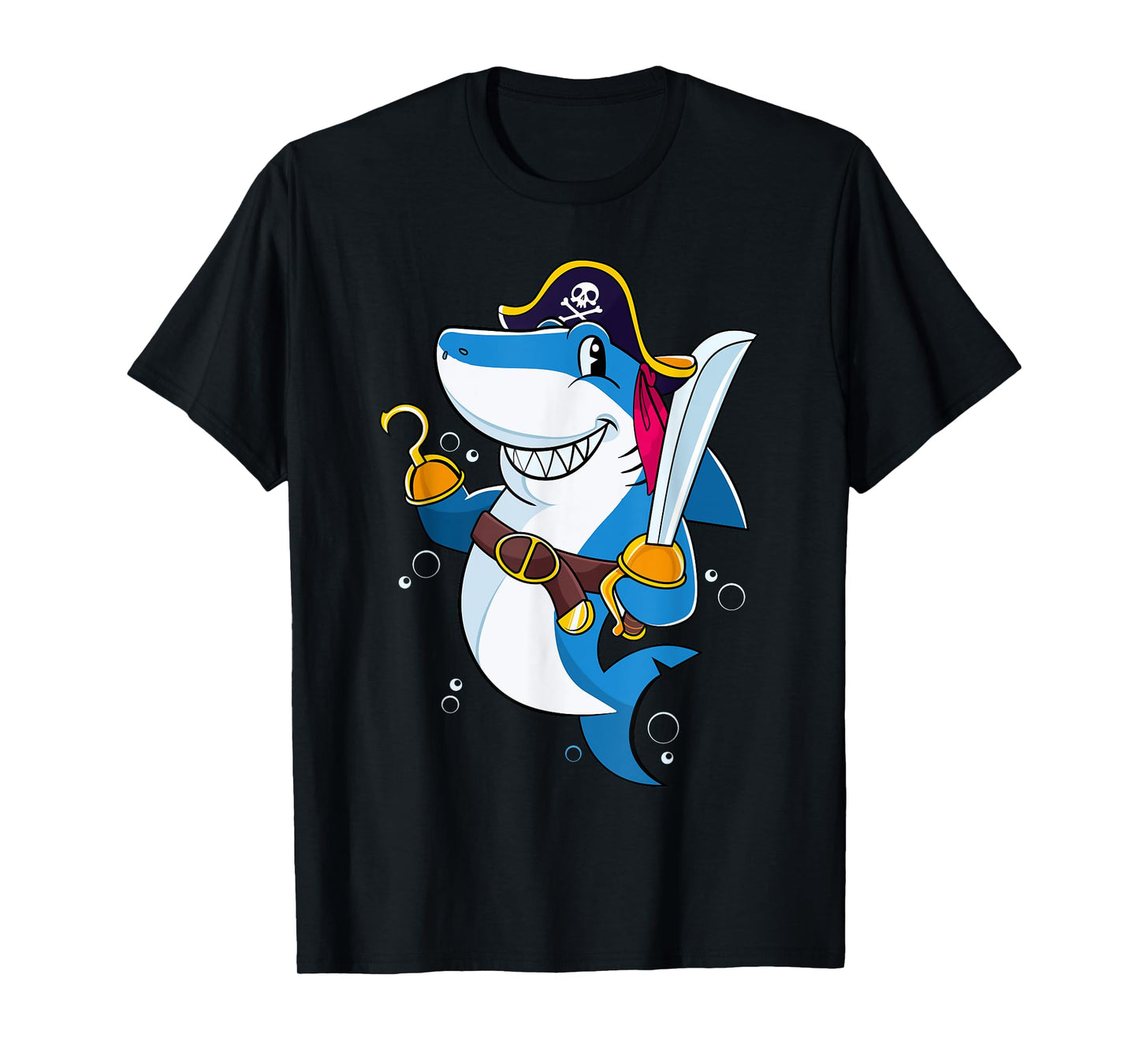 Pirate Shark Captain Kids Boys Toddlers Birthday Party T-Shirt