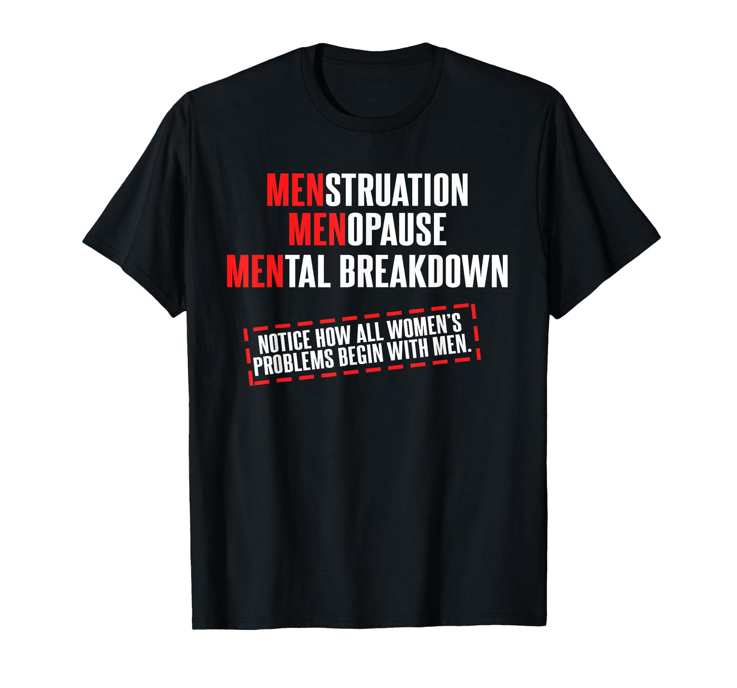 Menstruation Menopause Mental Breakdown Funny Men Problems T-Shirt