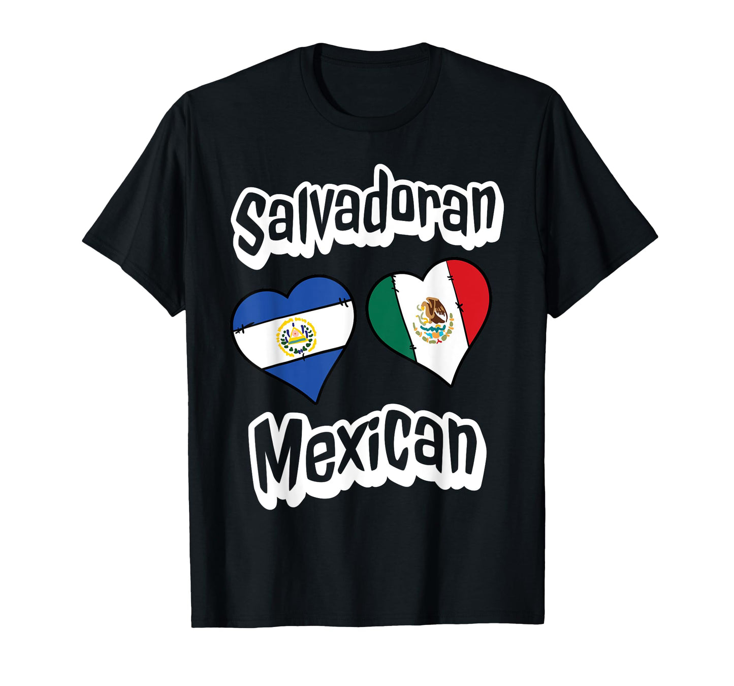 Salvadoran Mexican Flag Heart Combo El Salvador Mexico T-Shirt