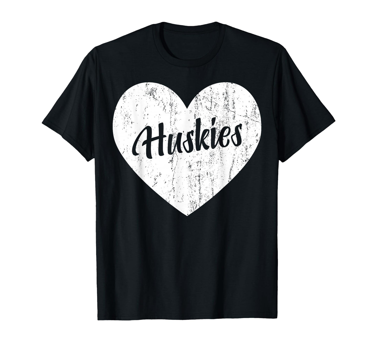 Huskies School Sports Fan Team Spirit Mascot Heart Gift T-Shirt
