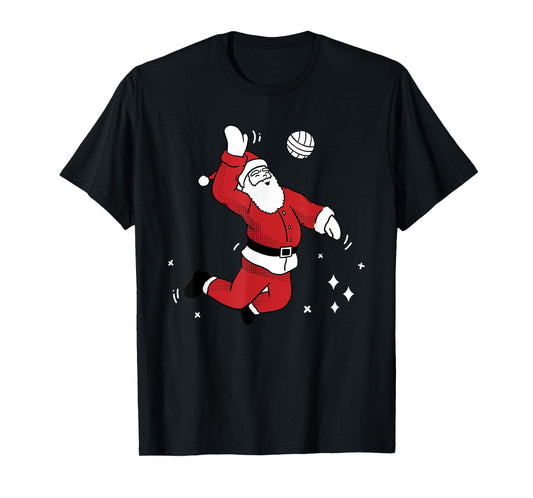 Santa Playing Volleyball Christmas Pajama Cool Sport X-Mas T-Shirt