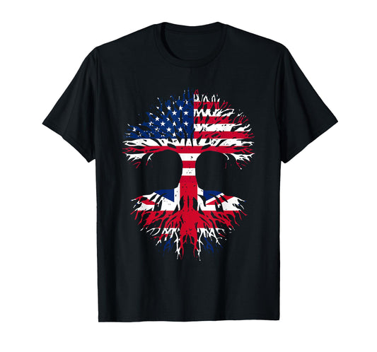 British Roots American Grown Tree USA Flag United Kingdom Women Men T-Shirt