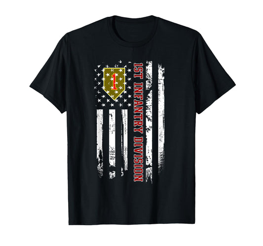 1st Infantry Division American Flag Military Veteran Day T-Shirt