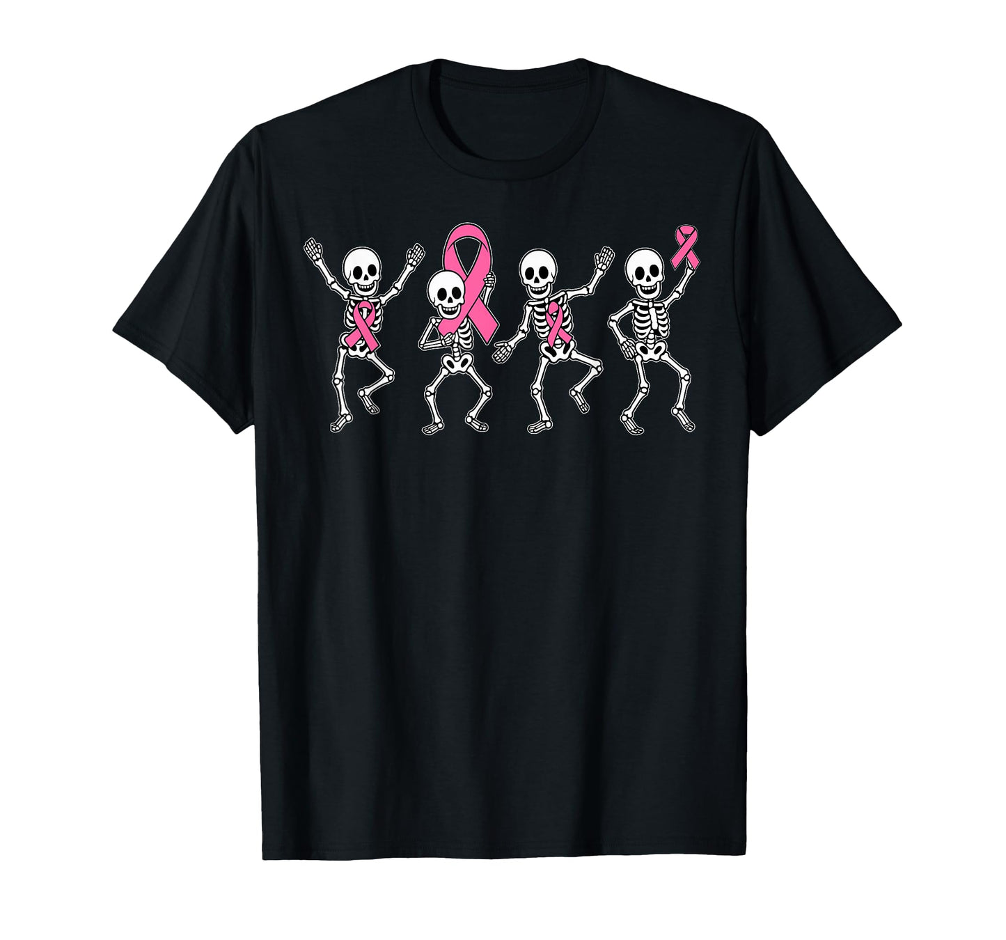Pink Ribbon Breast Cancer Awareness Skeleton Boys Men Kids T-Shirt