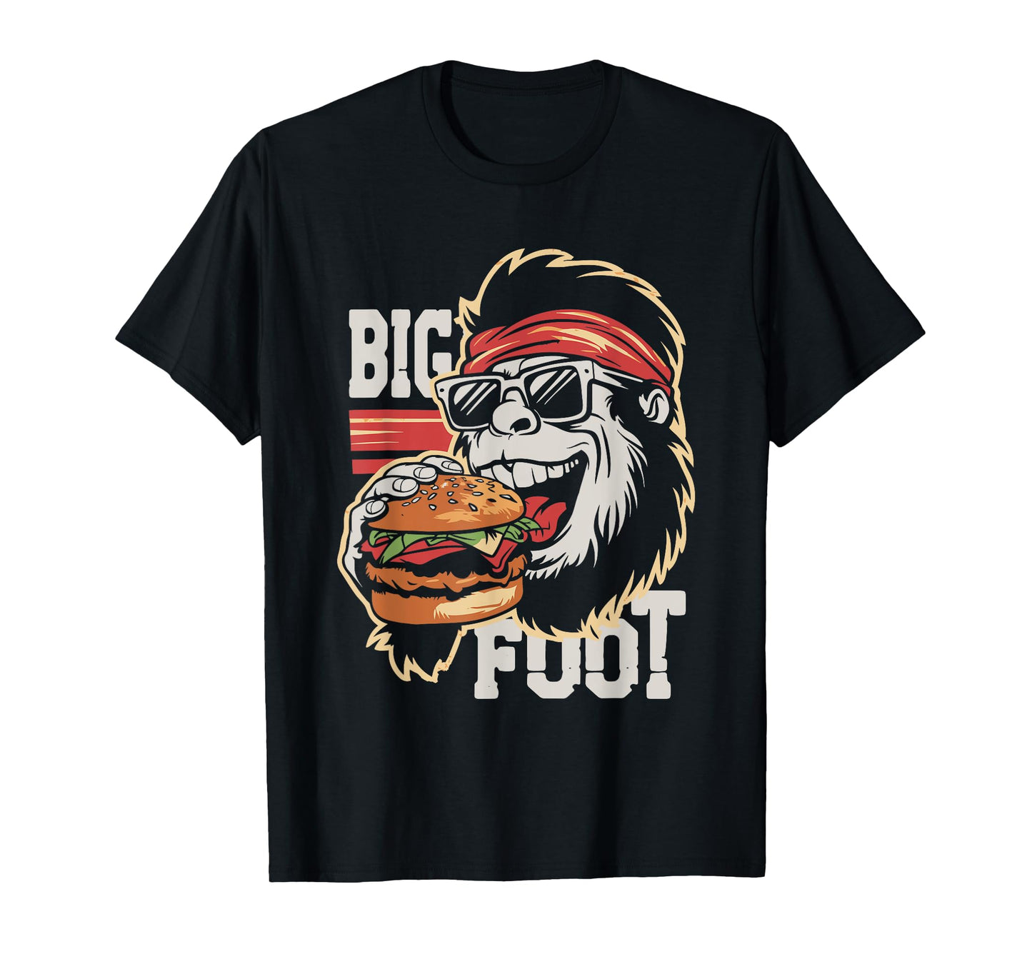 Bigfoot Eating Burger - Funny Hamburger Sasquatch Lover T-Shirt
