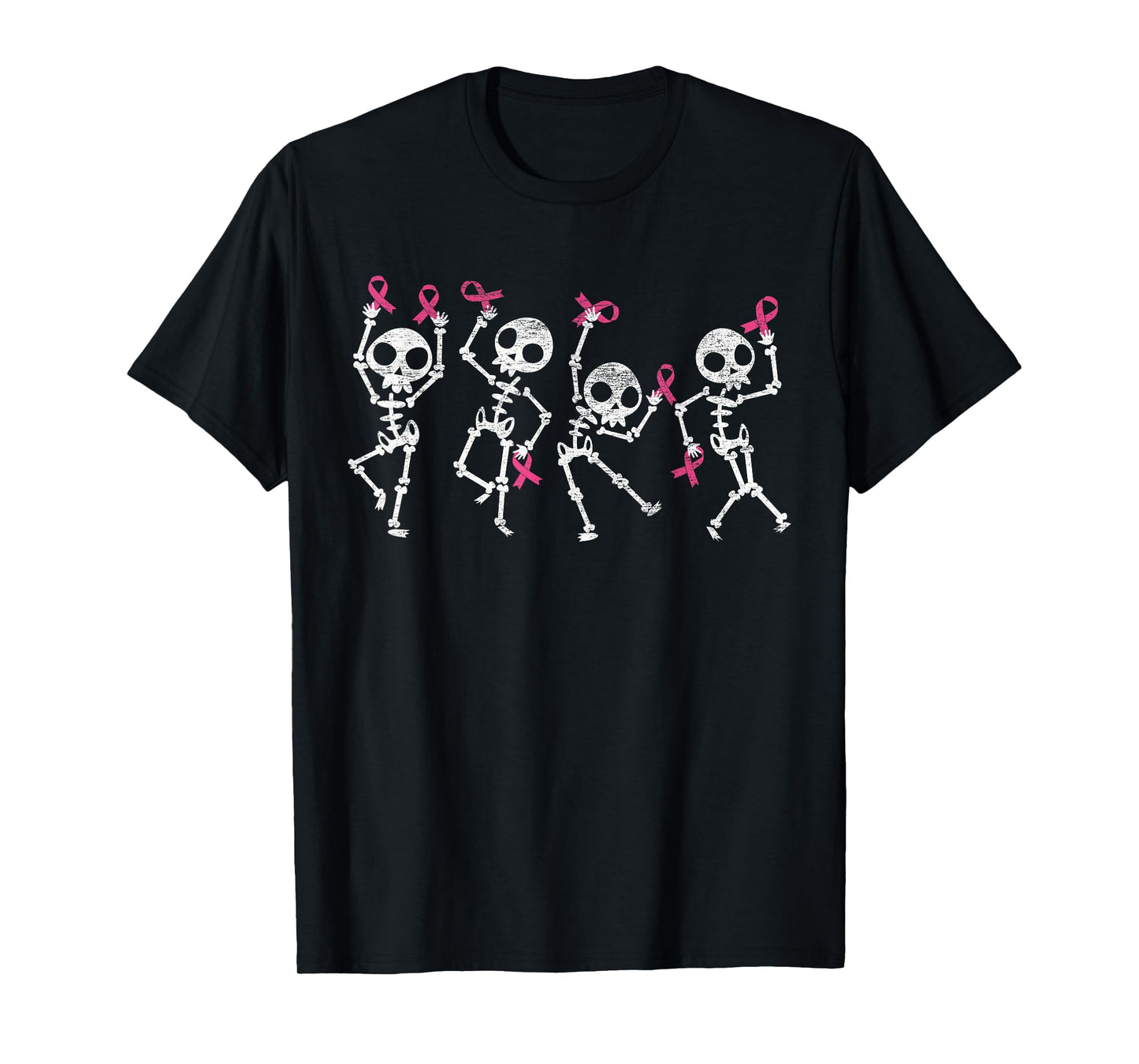 Pink Ribbon Breast Cancer Awareness Skeleton Women Men Kids T-Shirt