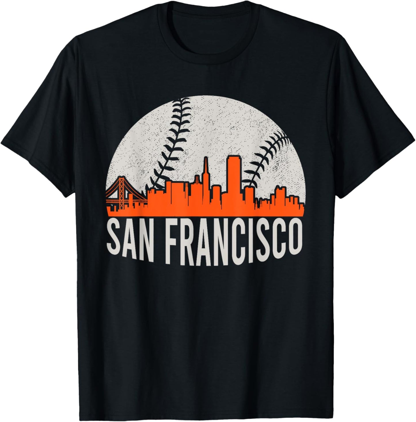 Vintage San Francisco Skyline Baseball Present Men Women T-Shirt
