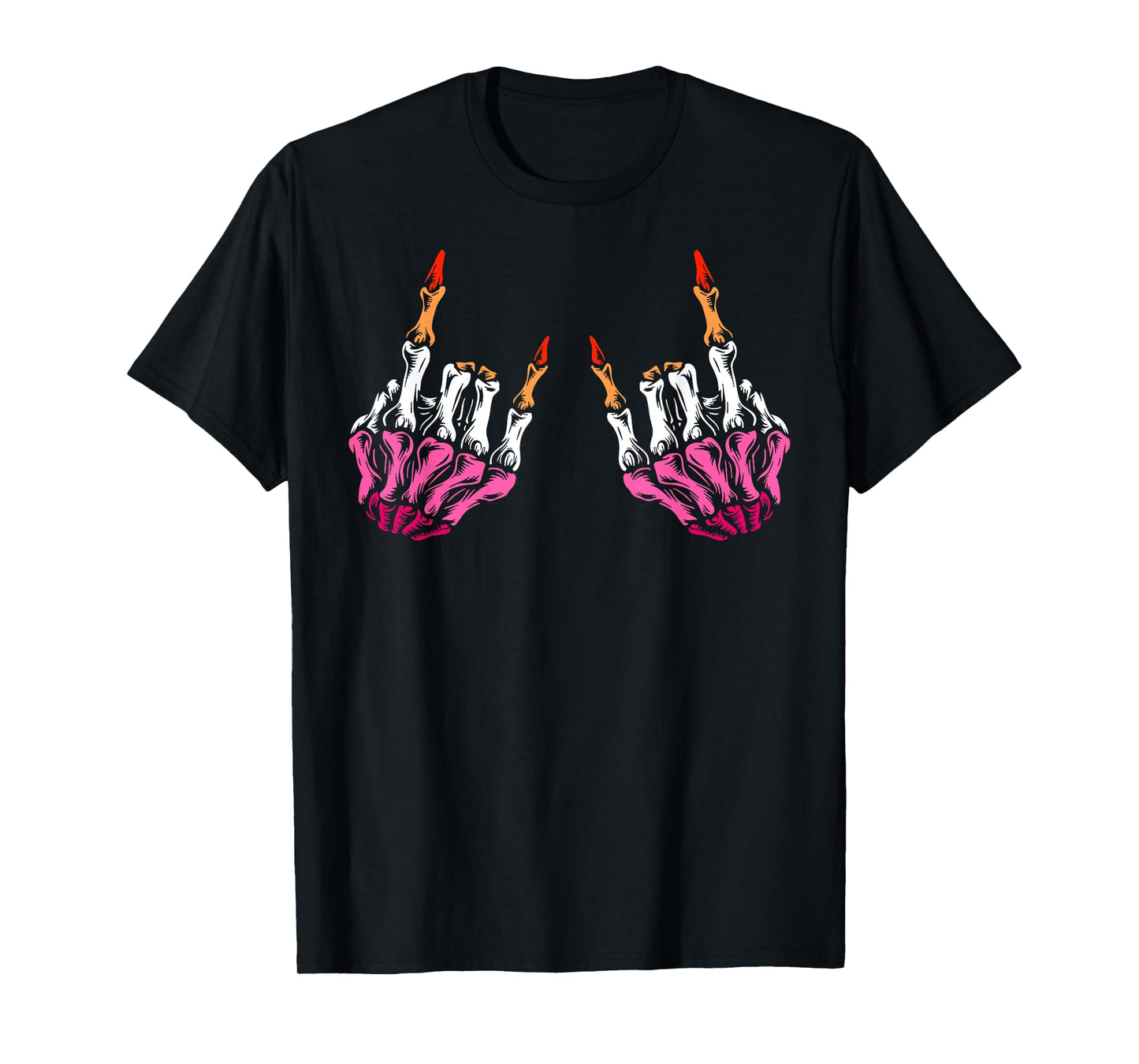 Skeleton Rock Hand LGBT-Q Cool Lesbian Pride Color Flag T-Shirt