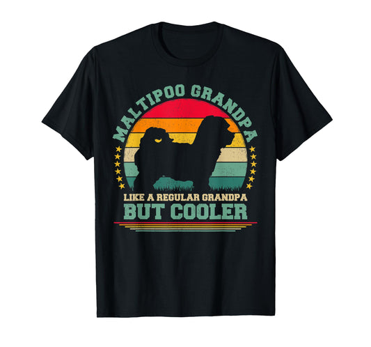 Maltipoo Dog Lover Vintage Maltipoo Grandpa Father's Day T-Shirt for Men