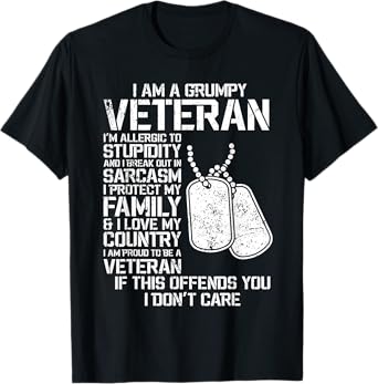 I'm A Grumpy Old Veteran Fathers Day Papa Veterans Day Tees T-Shirt