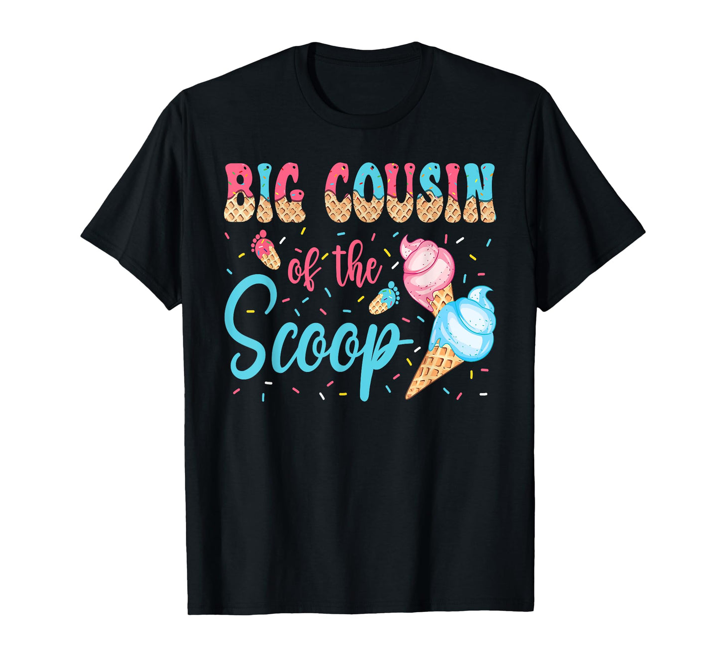 Big Cousin Of The Scoop Ice Cream Gender Reveal Baby Shower T-Shirt