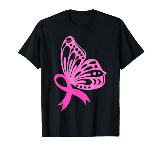 Pink Ribbon Butterfly | Breast Cancer T-Shirt