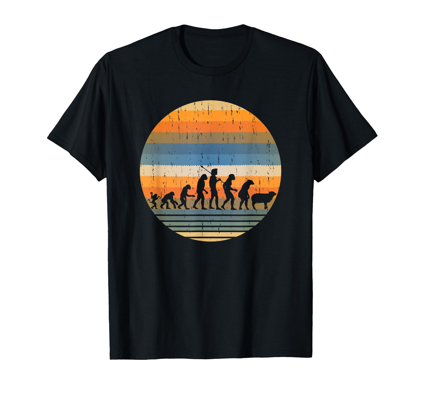 Funny Monkey Ape to Sheeple Sarcastic Retro Evolution of Man T-Shirt