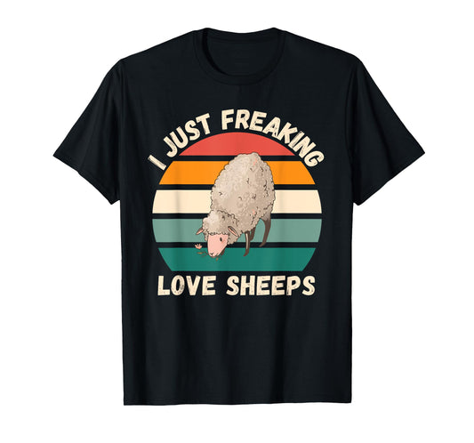 Retro Sheeps I Just Freaking Love Sheeps Animals Lover T-Shirt