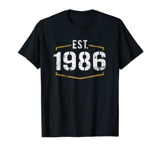 Est 1986 Vintage Style Established 1986 Birthday Design T-Shirt