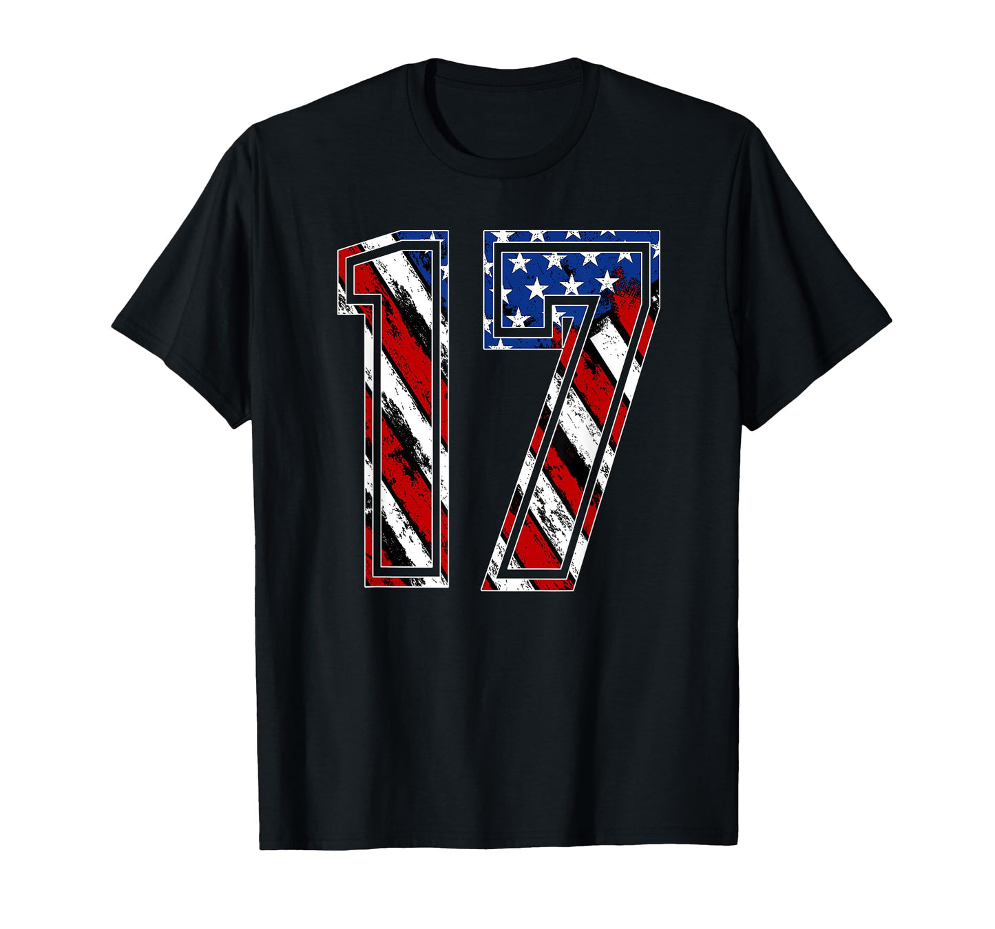 Number 17 Red White and Blue American Flag #17 Jersey Shirt T-Shirt