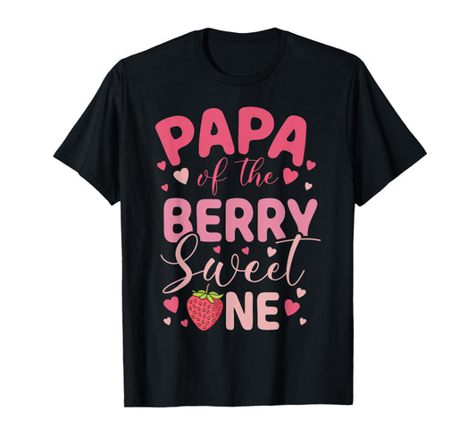 Papa Of The Berry Sweet One Strawberry First Birthday T-Shirt