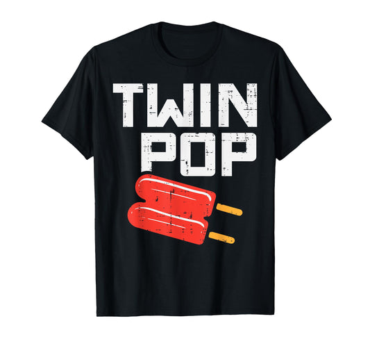 Twin Pop Pop Ice Cream Fathers Day Grandpa Pops Paw Paw Men T-Shirt